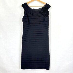 Adrianna Papell Bodycon Cocktail Dress Pleats Sexy Coquette Flirty Minx Black 16